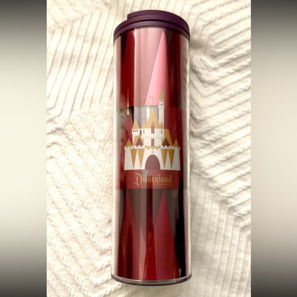 DISNEYLAND STARBUCKS RED SLEEPING BEAUTY CASTLE ACRYLIC TRAVEL TUMBLER - New! - Picture 2 of 4